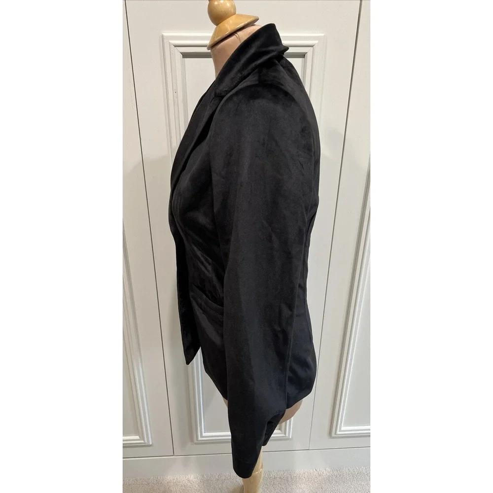 Women's Black Soft Velvet Blazer Size Small Single Button Whimsigoth Minimalist - Picture 5 of 10